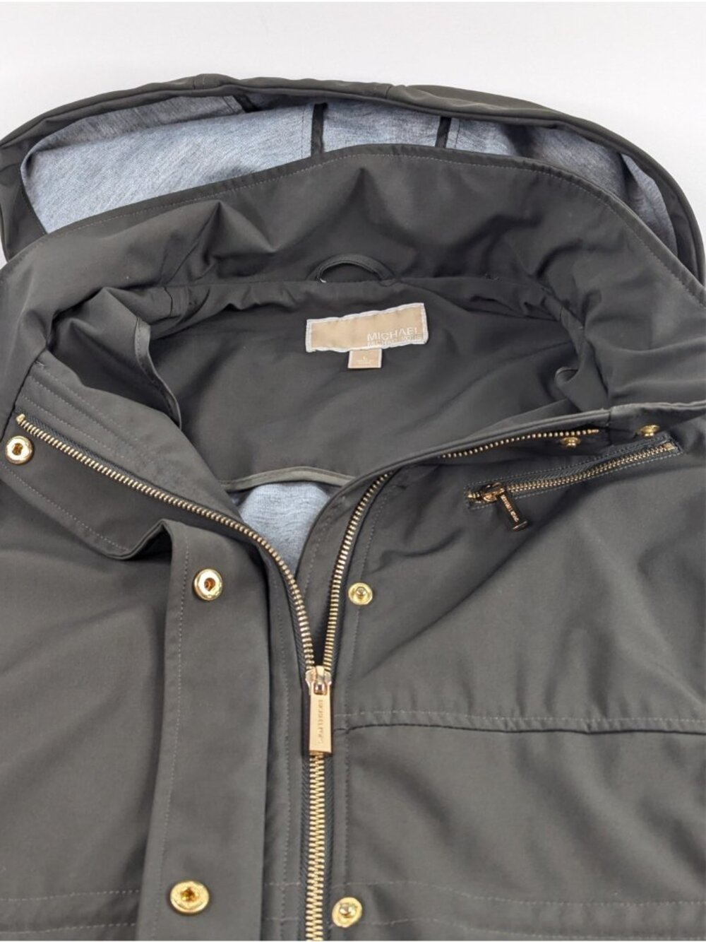 Michael Kors Women’s Large Coat Brown Hooded Trench Rain Water Resistant Jacket - Picture 9 of 16